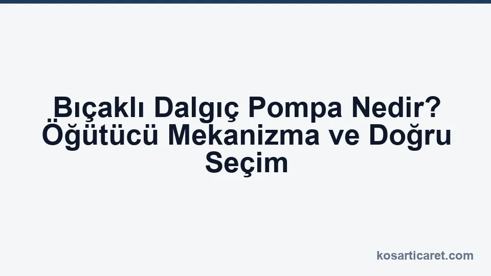 Öğütücü mekanizmalı bıçaklı dalgıç pompa seçimi
