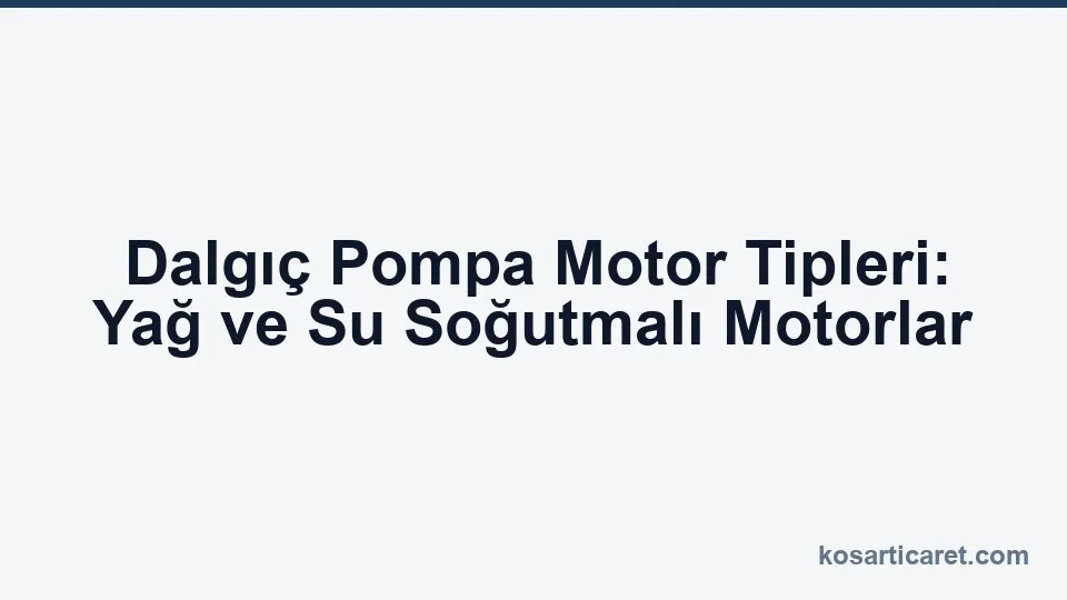 Yağ dolu ve su dolu dalgıç pompa motor tipleri