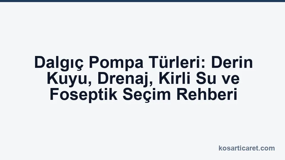 Derin kuyu drenaj kirli su ve foseptik dalgıç pompa türleri
