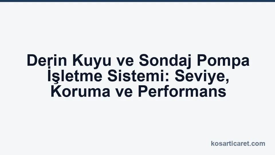 Derin kuyu sondaj pompa işletme sistemi seviye koruma performans
