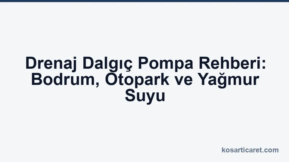 Drenaj dalgıç pompa — bodrum ve yağmur suyu tahliyesi