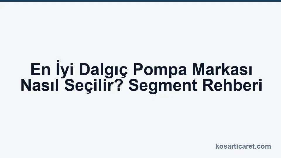 En iyi dalgıç pompa markası seçim rehberi