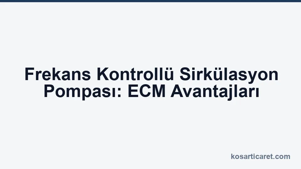 Frekans kontrollü ECM sirkülasyon pompası