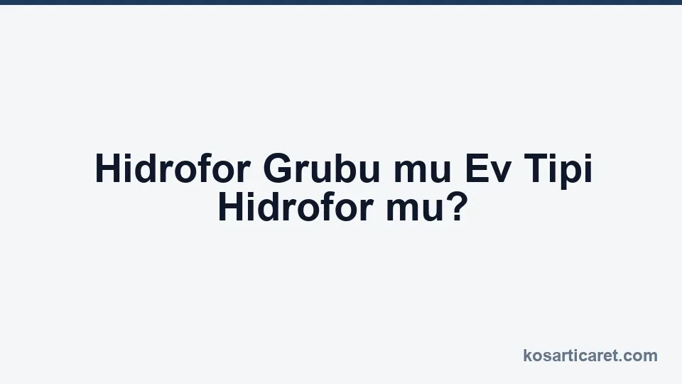Hidrofor grubu ve ev tipi hidrofor karşılaştırması