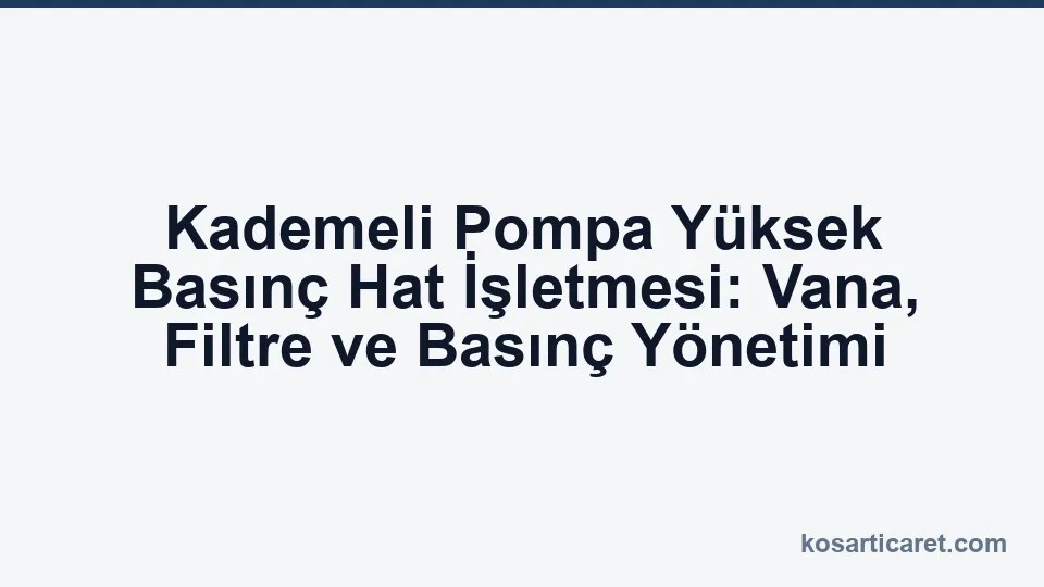 Kademeli pompa yüksek basınç hat vana filtre işletme