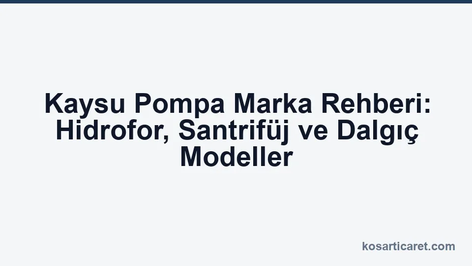 Kaysu pompa marka rehberi