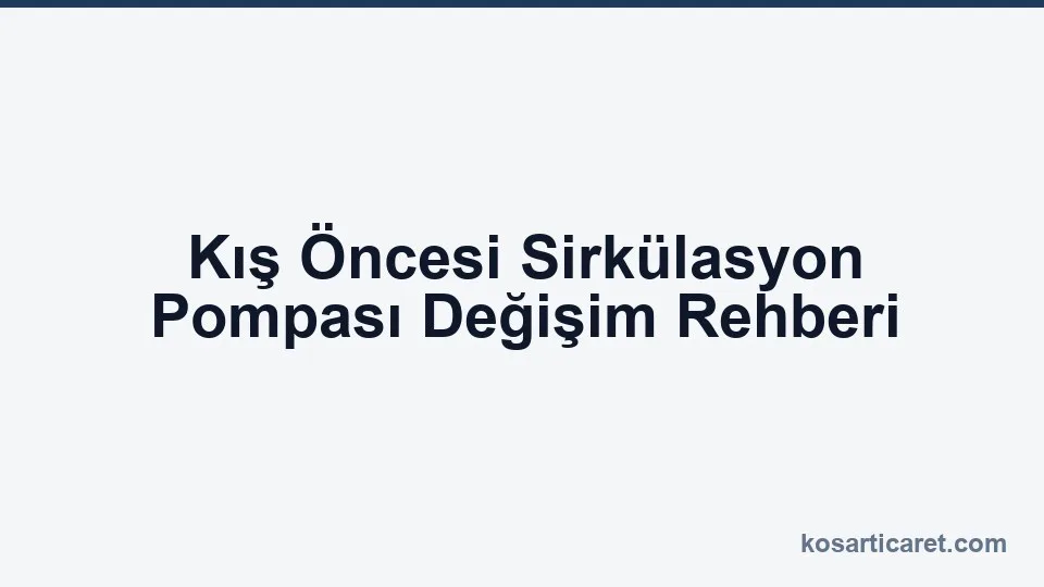 Kış öncesi sirkülasyon pompası değişim rehberi