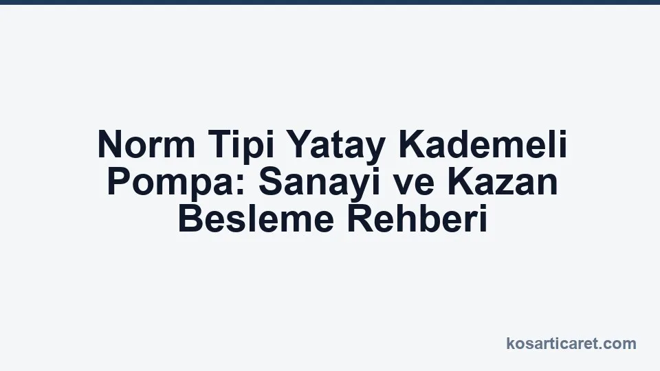 Norm tipi yatay kademeli pompa — sanayi ve kazan besleme