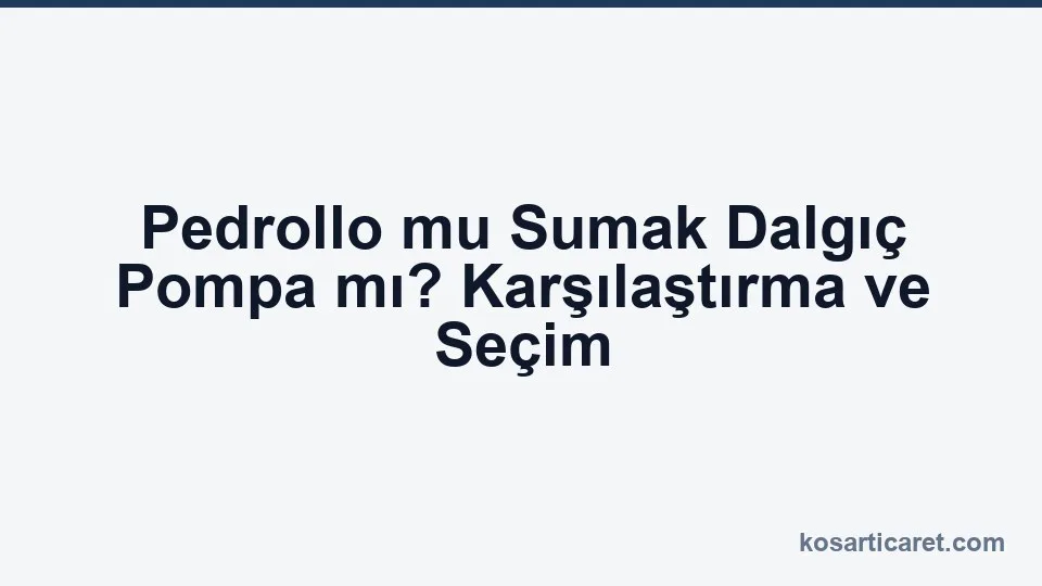 Pedrollo ve Sumak dalgıç pompa karşılaştırması