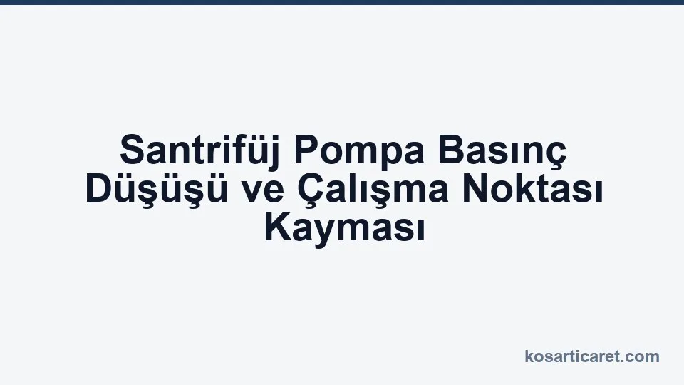 Santrifüj pompa basınç düşüşü çalışma noktası kayması
