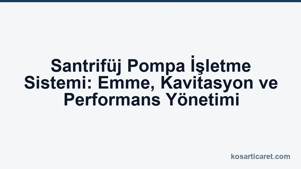 Santrifüj pompa işletme sistemi emme kavitasyon performans yönetimi
