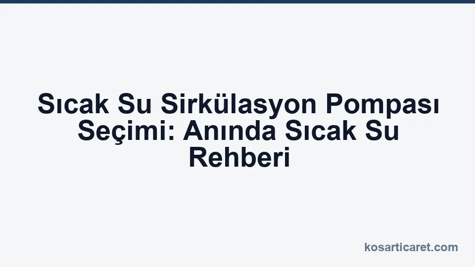 Sıcak su sirkülasyon pompası — devridaim hattı seçimi
