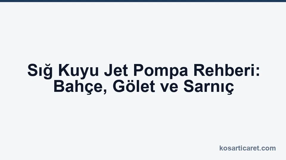Sığ kuyu jet pompa — bahçe ve sarnıç uygulamaları