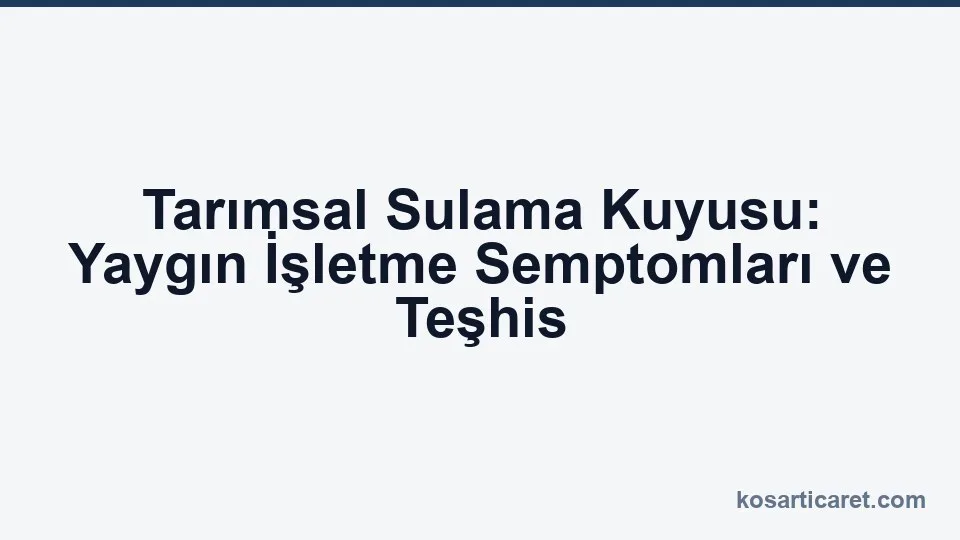 Tarımsal sulama kuyusu işletme semptomları teşhis